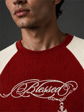 Blessed Red Waffle Full Sleeve T-Shirt