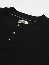 Black Waffle Sleeve Print Full Sleeve T-Shirt