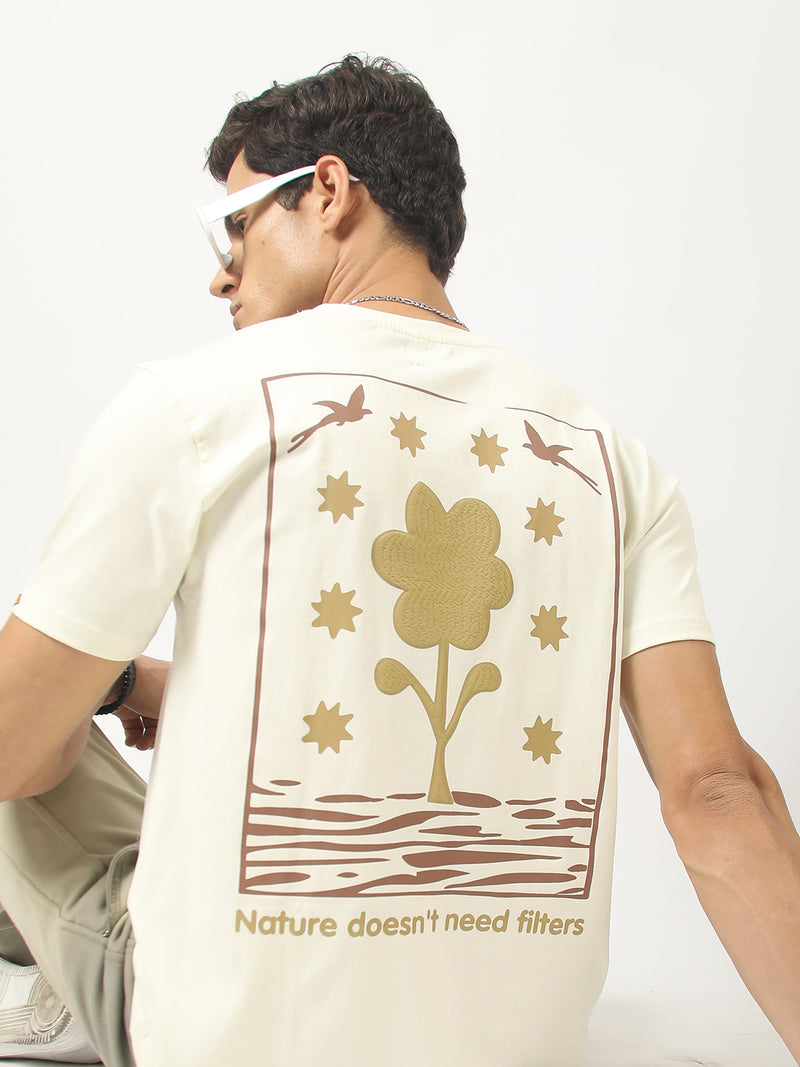 Nature Cream, Brown Half Sleeve T-Shirt