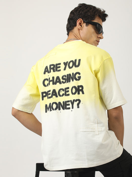 Maniac Mens Oversized Round Neck Ombre Reality Printed T-Shirt