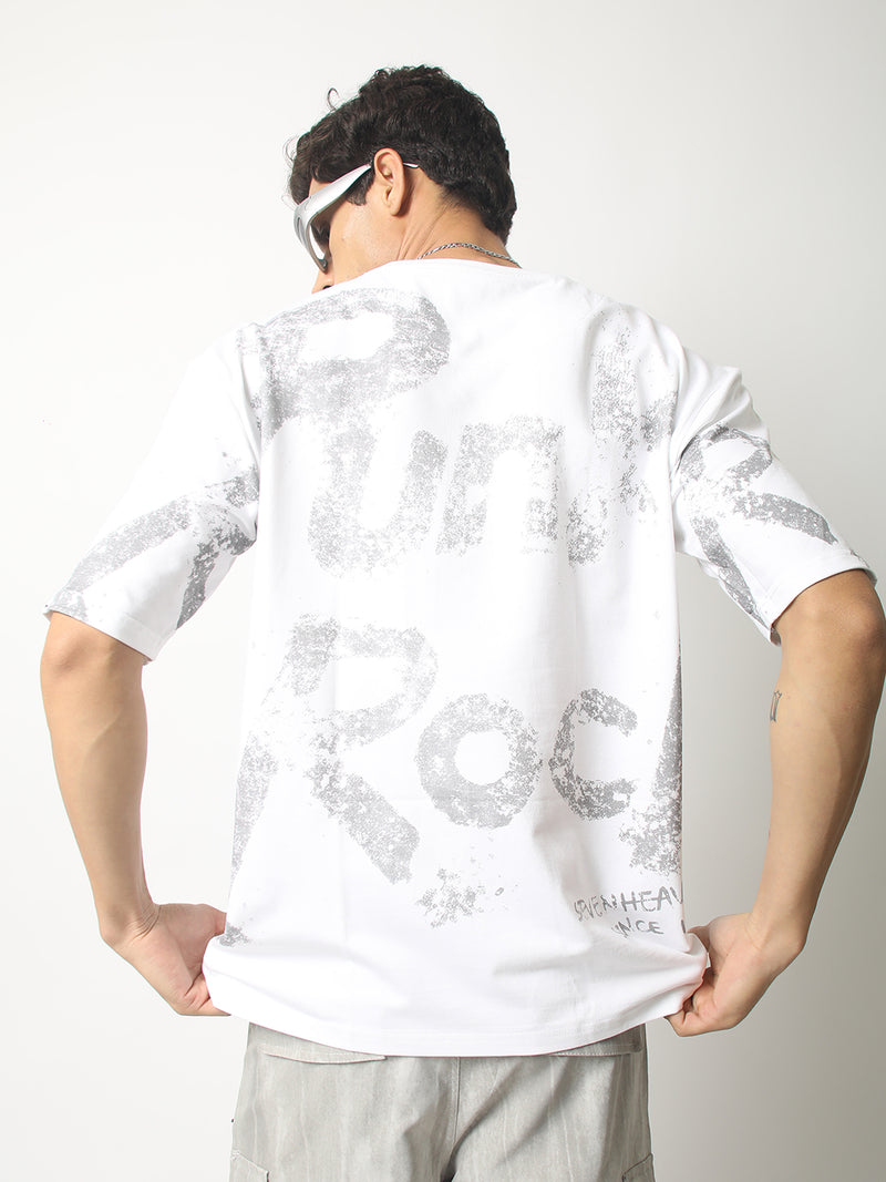 Rock White Half Sleeve T-Shirt