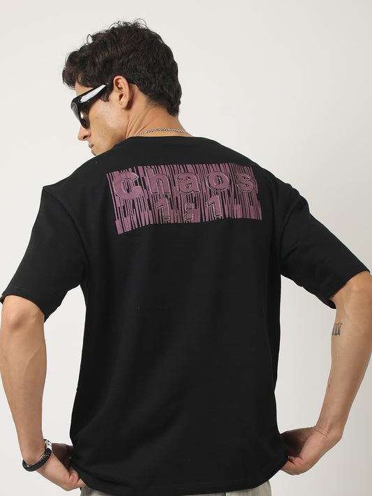 Chaoc Print Black Half Sleeve T-Shirt