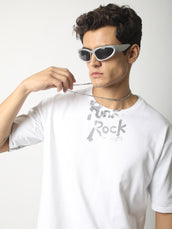 Rock White Half Sleeve T-Shirt