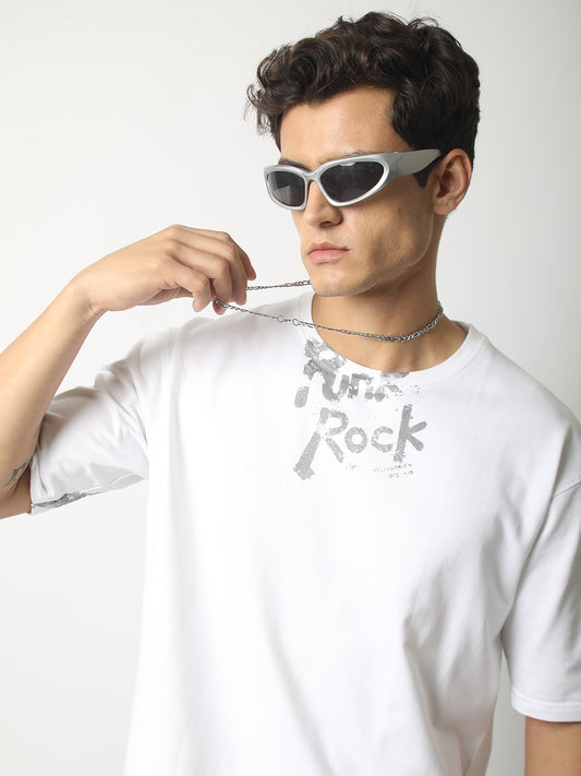 Rock White Half Sleeve T-Shirt