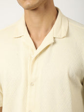 Marble Grid Cream Half Sleeve Shirt