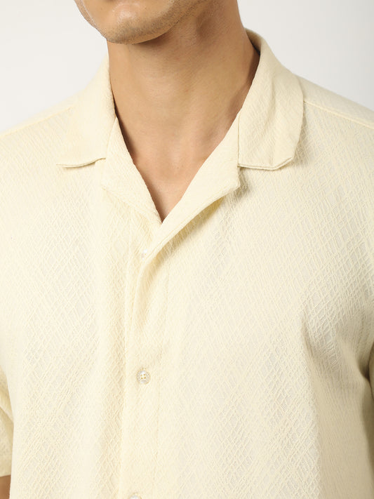Marble Grid Cream Half Sleeve Shirt