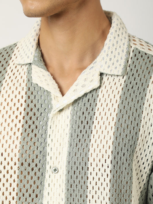 Resort Knit Green Half Sleeve Shirt