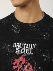 Washed Black Half Sleeve T-Shirt