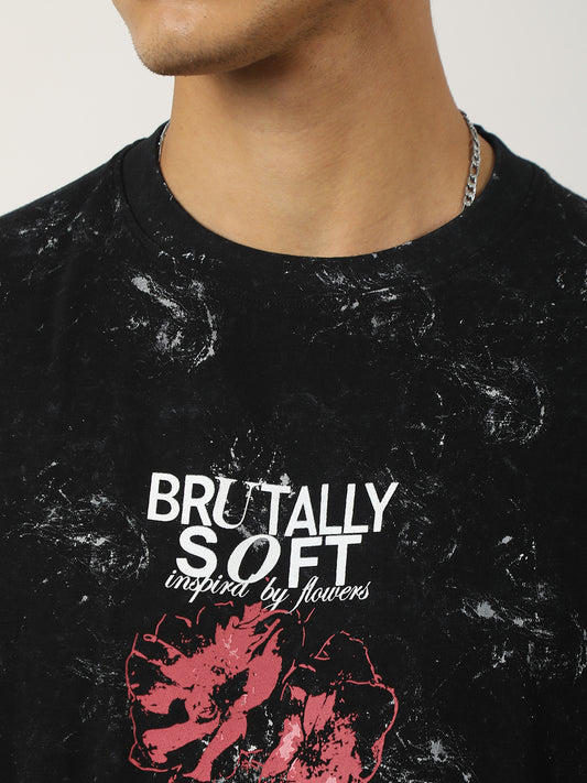 Washed Black Half Sleeve T-Shirt