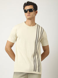 Cream Toronto Line Flat-Knit Half Sleeve Polo T-Shirt