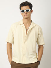 Marble Grid Cream Half Sleeve Shirt