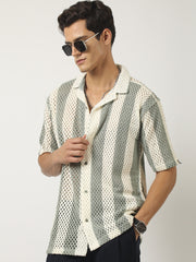 Resort Knit Green Half Sleeve Shirt