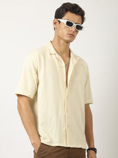 Marble Grid Cream Half Sleeve Shirt