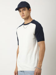 White Navy Half Sleeve Raglan T-Shirt