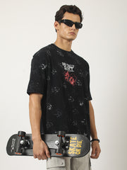 Washed Black Half Sleeve T-Shirt