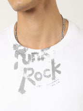 Rock White Half Sleeve T-Shirt