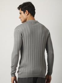Brooklyn FlatKnit Steel Grey Full Sleeve Polo T-Shirt