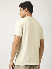 Cream Toronto Line Flat-Knit Half Sleeve Polo T-Shirt