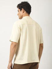 Marble Grid Cream Half Sleeve Shirt