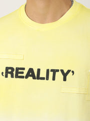 Maniac Mens Oversized Round Neck Ombre Reality Printed T-Shirt