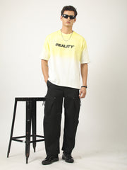 Maniac Mens Oversized Round Neck Ombre Reality Printed T-Shirt