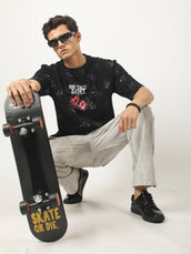 Washed Black Half Sleeve T-Shirt