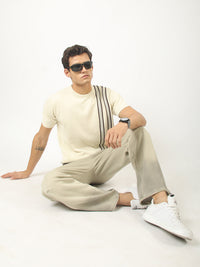 Cream Toronto Line Flat-Knit Half Sleeve Polo T-Shirt