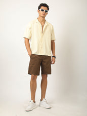 Marble Grid Cream Half Sleeve Shirt