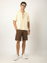 Marble Grid Cream Half Sleeve Shirt
