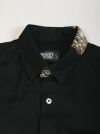 Blowball Flower Embroidery Black Full Sleeve Shirt