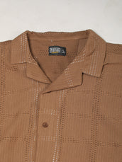 Rustic Knit Light Brown Half Sleeve Shirt
