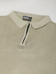 Resort Beige Flatknit Half Sleeve Polo T-Shirt