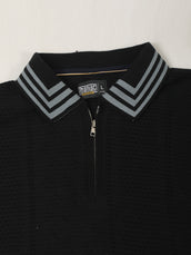 Black Midnight Half Sleeve Half-Zip Polo T-Shirt