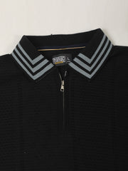 Black Midnight Half Sleeve Half-Zip Polo T-Shirt