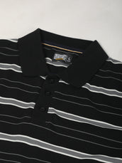 Neutral Stripe Black, Grey Half Sleeve Polo T-Shirt
