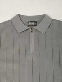 Brooklyn FlatKnit Steel Grey Full Sleeve Polo T-Shirt