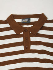 Retro Stripe Brown Half Sleeve Polo T-Shirt