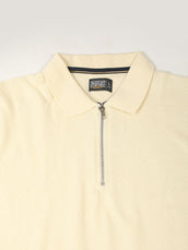 Marble Grid Cream Half Sleeve Polo T-Shirt