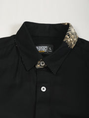 Blowball Flower Embroidery Black Full Sleeve Shirt