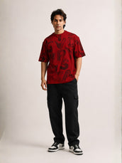Alphabet Red Half Sleeve T-Shirt
