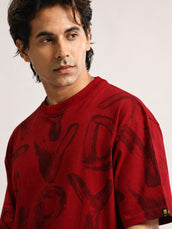 Alphabet Red Half Sleeve T-Shirt