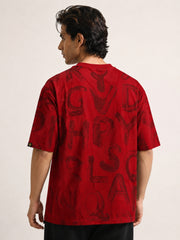 Alphabet Red Half Sleeve T-Shirt