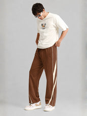 Athletic Tape Brown Baggy Fit Trackpant