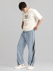 Athletic Tape Light Grey Baggy Fit Trackpant