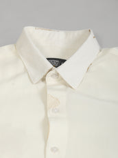 Biloba Leaf Embroidery Cream Full Sleeve Shirt