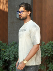 Disruptive Spray Cream Half Sleeve T-Shirt