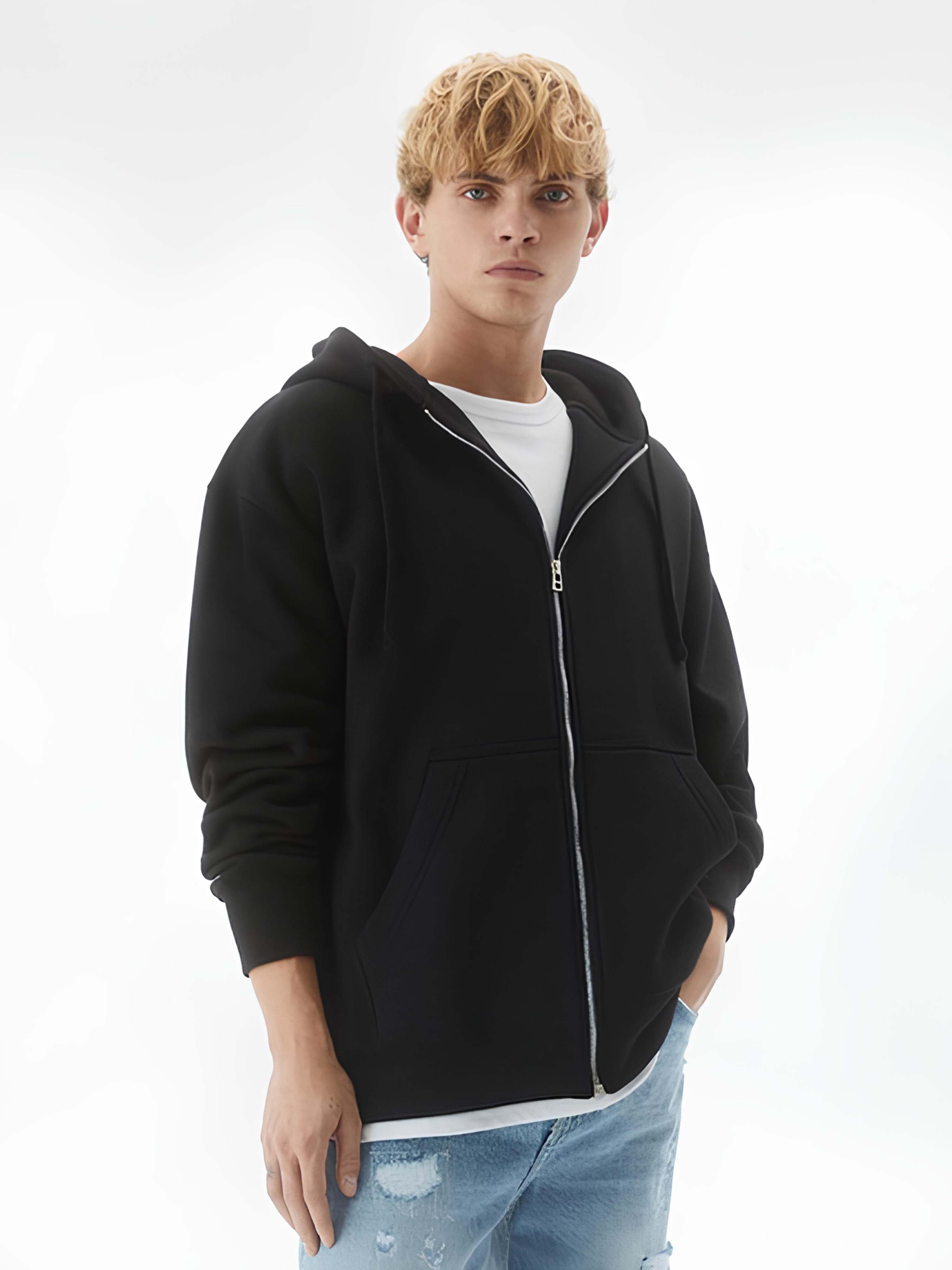 Monochrome Black Cozy Cut Hoodie Sweatshirt