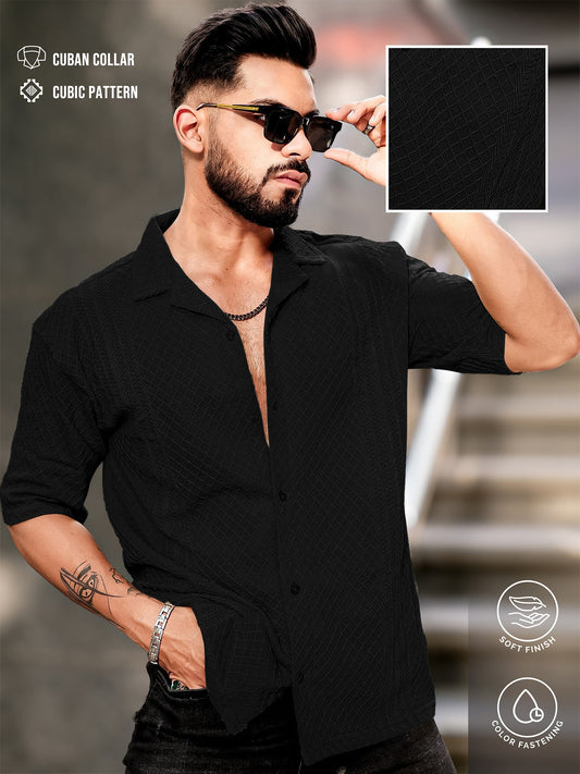 Cubic Black Half Sleeve Shirt
