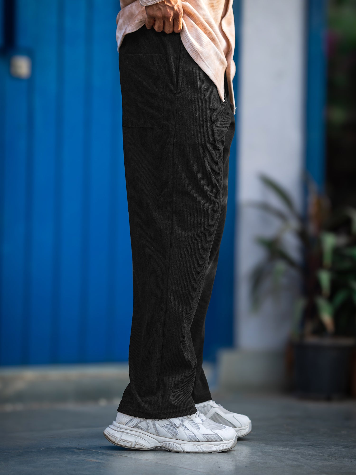 Baggy Fit Black Corduroy Pant