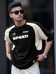 Speed Black Raglan Half Sleeve T-Shirt